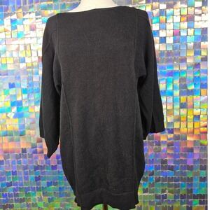 C Cashmere Black Boat Neck Long Sleeve Sweater Size S